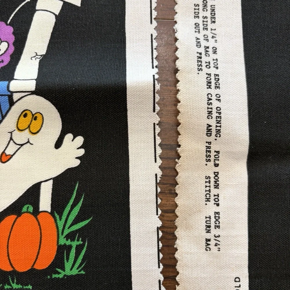Vintage Halloween Trick Or Treat Haunted House Cranston Fabric Panels Cut Sew